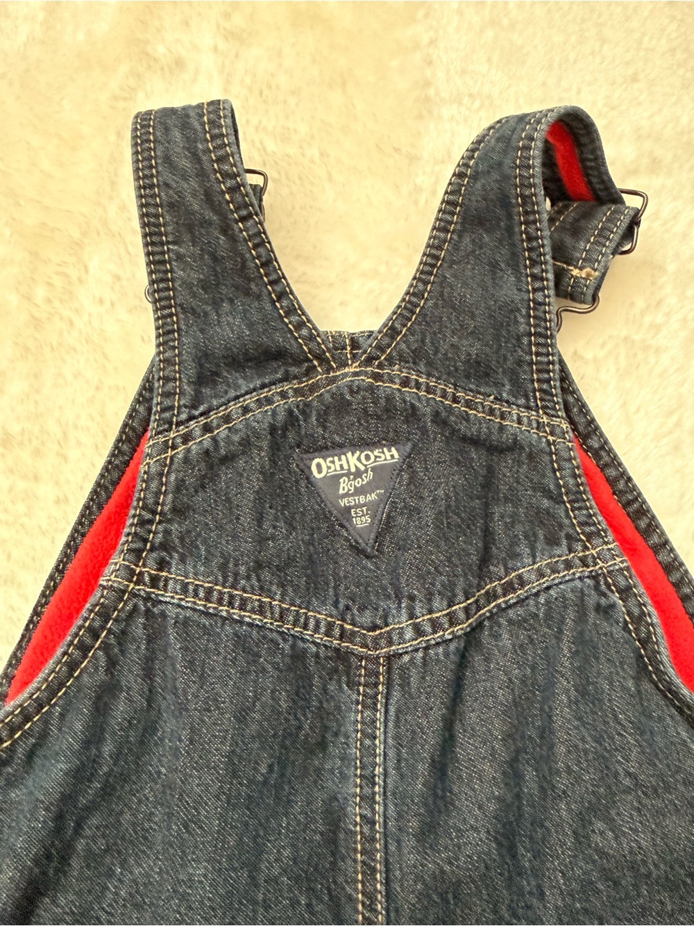 OshKosh B'gosh Dark Denim Overalls with Fleece Lined Interior Size 3T - Picture 5 of 8